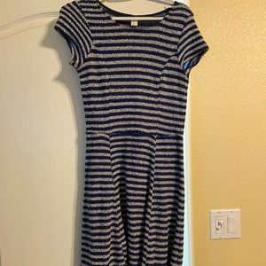 Blue and white striped flowy dress